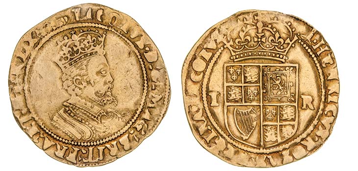*James I (1603-25), Second coinage (1604-19), double-crown, m.m. bell, Fourth bust right, 4.82g (