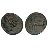 *Sicily, Messana, AE 24mm, c. 317-311 BC, head of nymph Messana left, rev., biga of mules driven