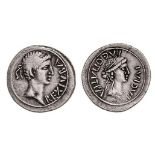 *Mauretania, Juba II (25 BC-AD 23) and Cleopatra Selene, denarius, diademed head of Juba right,