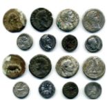 Augustus (27 BC-AD 14), denarius, rev., Caius and Lucius Caesars; variety with x below lituus (RIC