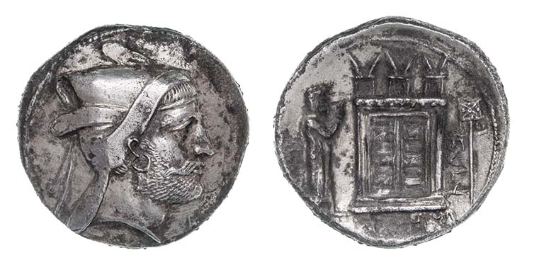 *Persis, Bagadates (early 3rd century BC), tetradrachm, head right wearing kyrbasia and earring,