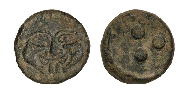 *Sicily, Himera, AE trias, c. 430-409 BC, gorgoneion, rev., three pellets, 9.79g (SNG Morcom 596;