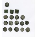 Fatimid half-dirhams (15), of al-Mu‘izz and al-‘Aziz, mostly with missing or partial mints or