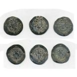 Arab-Sasanian, ‘Ubaydallah b. Ziyad, drachms (3), BCRA (Basra) 61h, 62h, 63h, 4.02, 4.01, 4.04g (