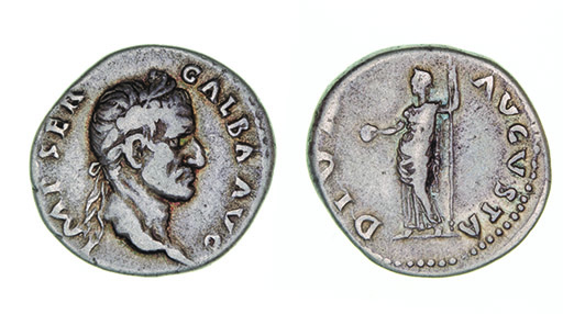 *Galba (68-69), denarius, laureate head right, rev., Livia standing left, 3.38g (RIC 150), good