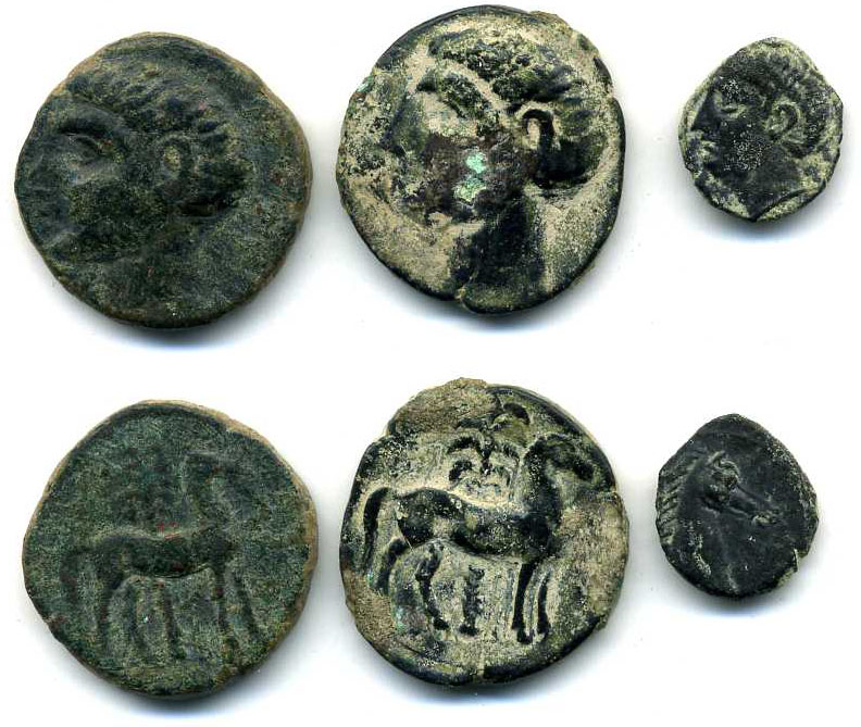 Spain, Carthago Nova, AE 23mm (2), after 209 BC, head of Scipio Africanus (?) left, rev., horse