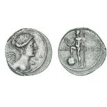 *Octavian, denarius, Italy, 31-30 BC, bust of Victory right, rev., Neptune with foot on globe, 3.75g