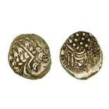 *Ancient British, Southern Region, the Belgae, Chute type gold stater, Celticised Apollo head, rev.,