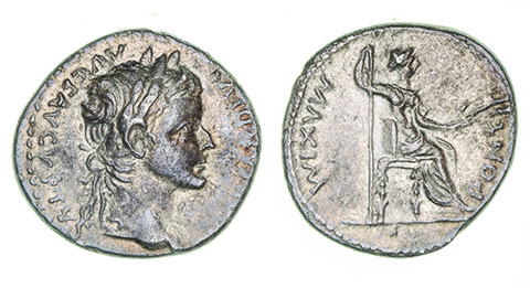 *Tiberius (14-37), denarius, rev., Pax seated right, 3.37g (RIC 26), very fine