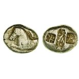 *Ionia, uncertain mint, electrum stater, c. 570 BC, forepart of bridled horse left; above, lotus