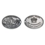 *Australia, Victorian Railways, oval silver pass issued circa 1866, obv., prospector with pick and