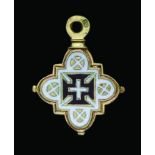 Portugal, Order of Christ, quadrilobe breast badge, 17th century, in gold and enamels, suspension