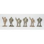 MICHELIN: Bibendum metal collection 2000: set of 6 metal figurines illustrating the changing shape
