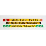 MICHELIN: A 1960s Michelin tin inflation chart sign, 83 x 34cms; together with, 3 shelf edge strip