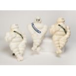 MICHELIN: Bibendum truck-mounted models in plastic (3 items) showing evolution in appearance, hand