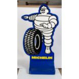 MICHELIN: A double-sided plastic mobile display stand with figural corflute Bibendum inserts;