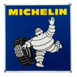 MICHELIN: 1977 enamel metal sign with folded edges, made by Agrilux, France (75 x 75cms)