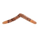 A Rare Rainforest Boomerang Far North Queensland (circa 1900) carved wood and pigments 52.5cm long