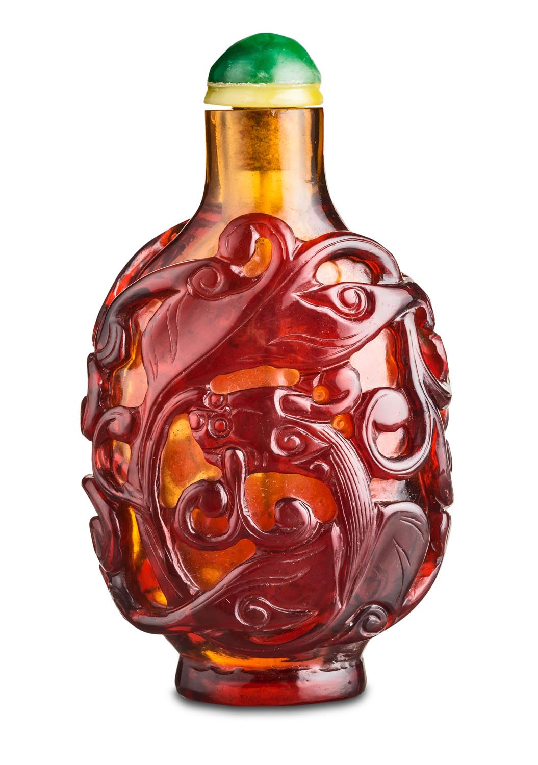 A glass overlay snuff bottle, 19th Century  A glass overlay snuff bottle, 19th Century  deeply