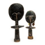 Two Fertility Figures (akan akua'ba) Ashanti Tribe, South Ghana, Gold Coast, West Africa (early