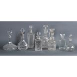 A silver mounted cut glass wine jug, 26cm high, a glass wine jug and 6 decanters  A silver mounted