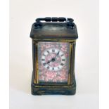 A gilt brass floral decorated miniature carriage clock, French, 19th century  A gilt brass floral