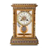 A French champlevÃ© mantel carriage clock  A French champlevÃ© mantel carriage clock  24cm high