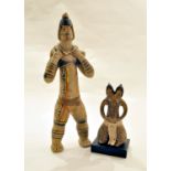 Two South American ceramic tribal figure  Araguaia River, Central Brazil  Two South American ceramic