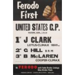 WATKINS GLEN: A Ferodo First U.S.A Grand Prix poster from 7th October, 1962. The results listing