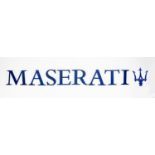 MASERATI: A contemporary Maserati  official dealership wall mounted sign in 3D, with high gloss