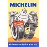 MICHELIN: A 1959 Michelin â€˜Xâ€™ advertising poster featuring 4 different tyre treads, 74cm x 45.