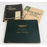 ASTON MARTIN: A period DB4 Parts Book stud-bound in green leather hardback covers with gilt