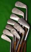 10x assorted select irons to incl long irons^ and mid irons stamped Gibson^ Vickers^ Hendry &