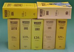 Wisden Cricketers' Almanacks 1979^ 82^ 83^ 85^ 92^ 94 and 2003 in original hardbacks with DJs except