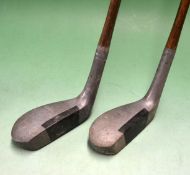 Pair alloy longnose putters both fitted with central composite face inserts - both with full