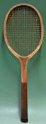 Nice Slazenger'The Demon' wooden tennis racket having an oval head^ with a regular handle^ a concave