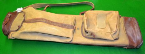 Durowen leather and canvass golf bag c/w travel hood^ large golf ball pocket and the original
