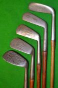 Half set of 4 x golfing irons and putter (5)  to incl Bremner mid iron^ F H Ayres jigger^ Scottie