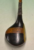 Rare Charles Earnshaw Patent "XLNT" brass face driver c1926 - large dark/light stained striped