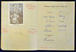 Very interesting Scrapbook of autographs relating to cricket football and rugby^ majority are