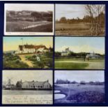 6 various English golfing postcards to include "Golf Links Pavilion^ Crowborough" colour card^ "