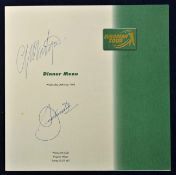 Rare 1998 European Tour Annual Awards Signed Dinner Menu - signed by Severiano Ballesteros and Colin