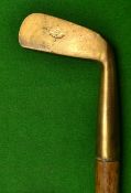 Condie Sunday golf walking stick fitted with brass putter handle stamped with the makers Condie rose