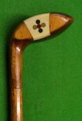 Fine Sunday golf walking stick fitted with light stained socket head golf club handle - curve