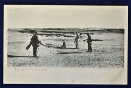 St Andrews golfing postcard - titled "Golfing - This for a half" - Valentines Series. Golfing (at St