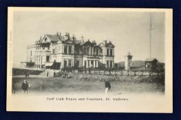 Tom Morris St Andrews golfing postcard - titled "Golf Clubhouse^ and Fountain St Andrews"