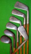 7x Smooth faced irons including a James Braid deep faced^ square toed mashie^ a Carruthers short