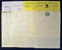 Quantity of 1994 onwards Sussex CCC signed team sheets and cards to include players such as Athey^