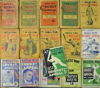 Interesting 1921-1939'Athletic News' cricket annuals a complete run of softback annuals^ some with