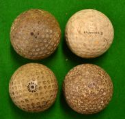 4x various early dimple pattern used golf balls to incl. Spalding PGA Kro-flite^ Spalding Midget Pat